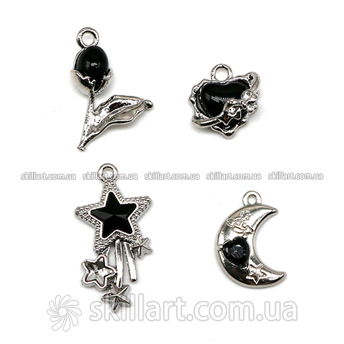 Металлические подвески из водяных хрусталей (цинковый сплав), 4шт